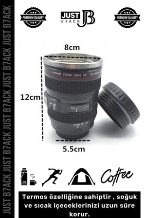 #Bardak Objektif Lens Görünüm Çelik Kahve Çay Hediye Sevgili Paslanmaz Çelik Termos Mug Bardak 300ml