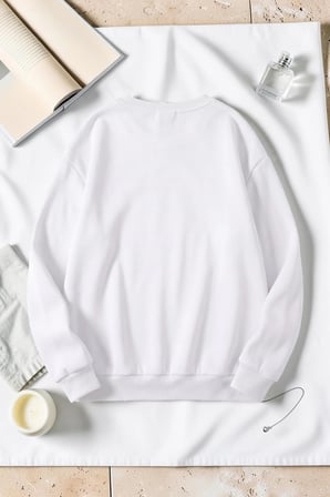 Unisex Teach Baskılı Bisiklet Yaka Sweatshirt