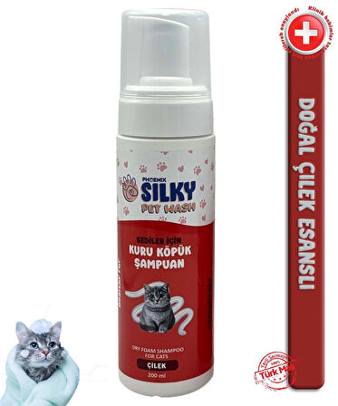 SilkyPetWash - Kedilere Özel Çilek Özlü Kuru Köpük Şampuan - 200ml