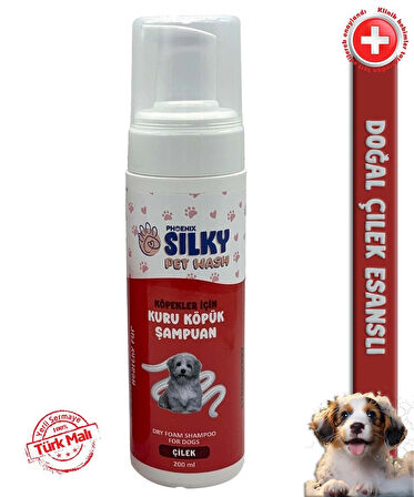 SilkyPetWash - Köpeklere Özel Çilek Özlü Kuru Köpük Şampuan - 200ml