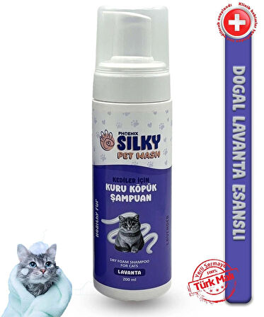 SilkyPetWash - Kedilere Özel Lavanta Özlü Kuru Köpük Şampuan - 200ml