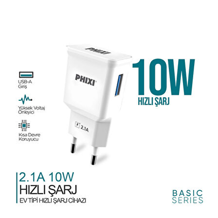 Phixi PCH201 Basic 2.1A Şarj Adaptörü