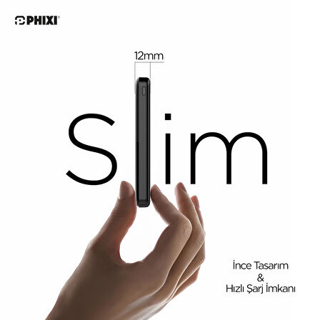 Phixi Basic P18 22.5W 10000mAh Hızlı Şarj Cihazı - PD Powerbank - 1 PD 1 USB Port LED Gösterge - Taşınabilir Şarj Cihazı