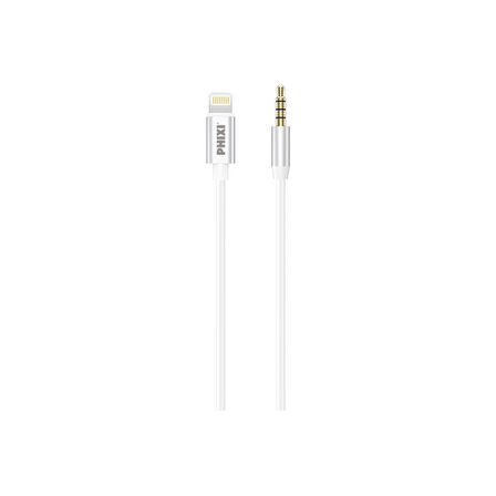 Phixi Basic CA112 Metal Başlıklı 100cm Lightning to Silikon Aux Kablo