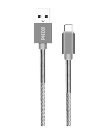 Phixi CB610T Force Metal Örgü 100 Cm Type-C USB Şarj ve Data Kablosu
