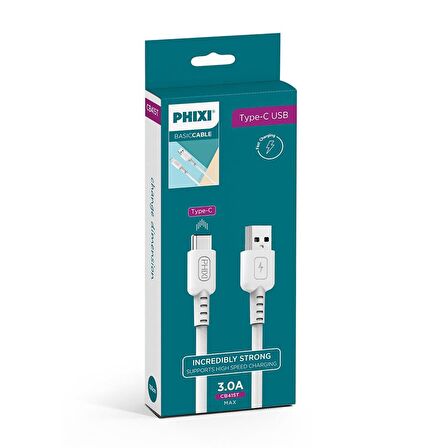 Phixi CB415T Basic 100 Cm Type-C USB Şarj ve Data Kablosu