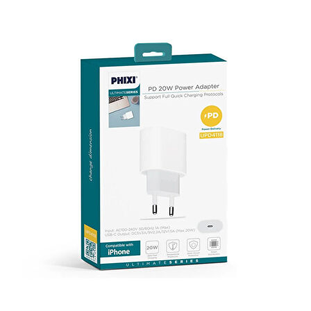 Phixi UPD4118 Ultimate 20W Hızlı Şarj Adaptörü