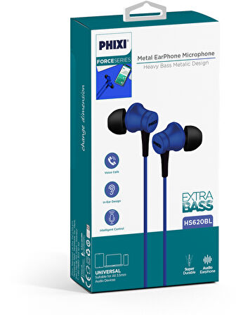 Phixi Force HS620 Metal Başlıklı Ekstra Bass Mikrofonlu Kulaklık