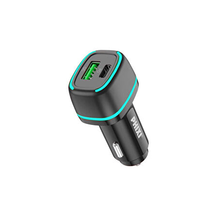 Phixi Force QCC4138 Çift Çıkışlı PD Destekli 38W Araç Şarj Adaptörü