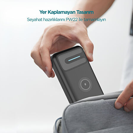 Phixi Basic PW22 20000mAh 10W Kablosuz Şarj Cihazı - Wireless Powerbank - 2 USB Port - LED Gösterge - Taşınabilir Şarj Cihazı