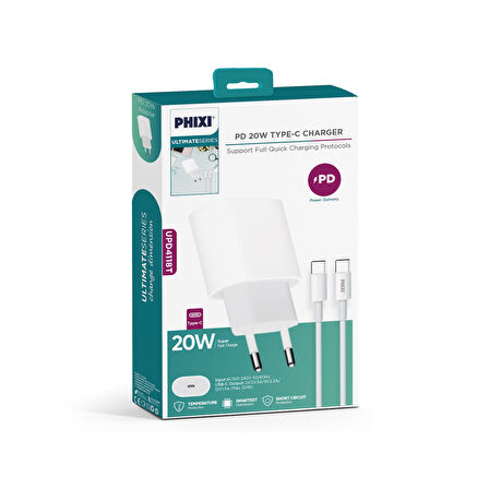 PHİXİ UPD4118T ULTİMATE 20W TYPE-C HIZLI ŞARJ CİHAZI 