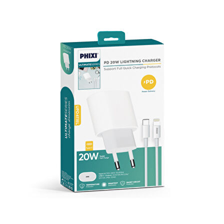 PHİXİ UPD4118L ULTIMATE 20W LIGHTNING HIZLI ŞARJ CİHAZI 