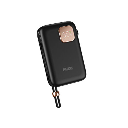 Phixi Force PW25 10000mAh 22.5W Kendinden Kablolu MagSafe Powerbank - Kablosuz Mini Şarj Cihazı - Dijital Ekran - Taşınabilir Şarj Cihazı