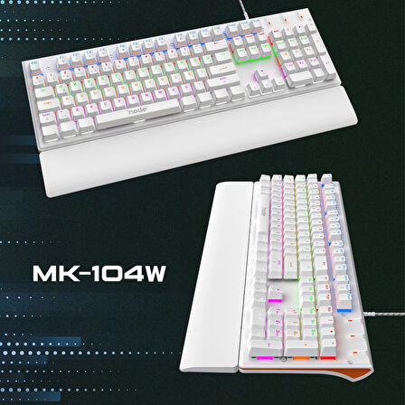 Node Game Nova ND-MK-104WB Rainbow Aydınlatmalı Oyuncu Gamer Gerçek Mekanik Işıklı Klavye Türkçe Q (Blue Switch)