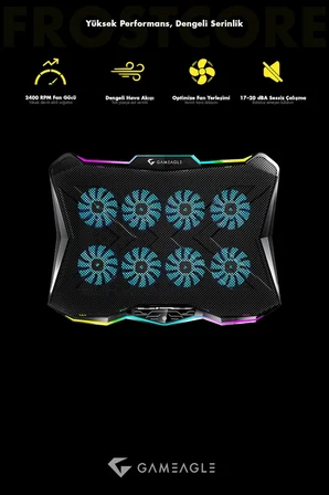 Frostcore X8 RGB 8 Fanlı 10 RGB Modlu 9-17’’ Notebook Soğutucu Stand Laptop Soğutucu