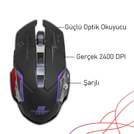 Steep Solid ST-13S Kablosuz - Wireless Şarjlı RGB Gaming Oyuncu Mouse