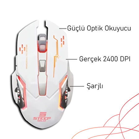 Steep Solid ST-13B Kablosuz - Wireless Şarjlı RGB Gaming Oyuncu Mouse