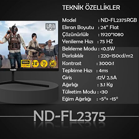 NODE GAME ND-FL2375 24" inç 75HZ Flat Gaming Monitör