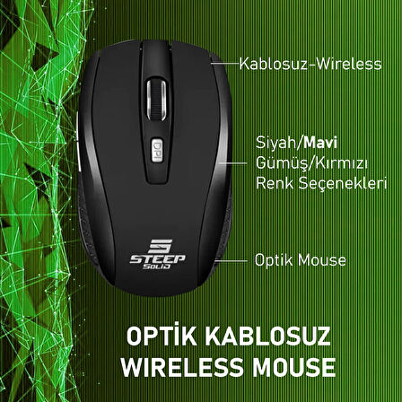 Steep Solid ST-WM02S Optik Kablosuz Wireless Mouse (Siyah)