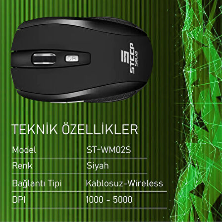 Steep Solid ST-WM02S Optik Kablosuz Wireless Mouse (Siyah)