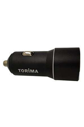 Torima 2 Çıkış Max. 2.4 Amp. Mini Araç Şarj Aleti - Type c Usb Kablo