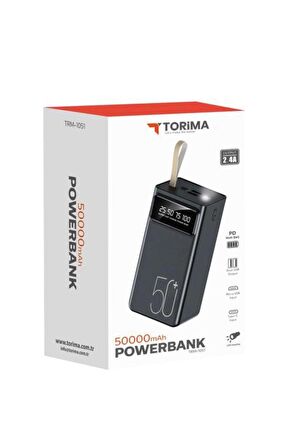 50000 Mah Fenerli 4 Çıkışlı Taşınabilir Dijital Göstergeli Powerbank Siyah 