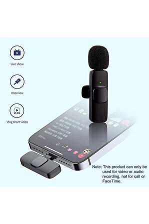 2 Adet Kablosuz Yaka Mikrofonu Typ-c 2'li Mini Mikrofon K9