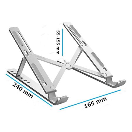 Torima JX-18 Laptop Stand MacBook Notebook Katlanabilir Taşınabilir Metal Standı Gümüş