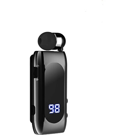 LED Ekranlı Makarali Kablosuz Bluetooth Kulaklık Siyah