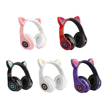 Torima VZV-B39 Sevimli Led Kedi Kulak Bluetooth Kulaklık Bej