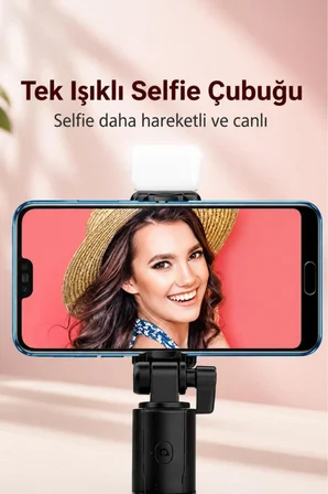 Tripod Çok Amaçlı Kumandalı Kablosuz Selfie Çubuğu  Siyah