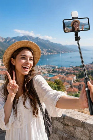 Tripod Çok Amaçlı Kumandalı Kablosuz Selfie Çubuğu  Siyah
