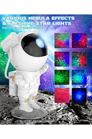 LW-6 Astronot Projektör Gece lambası LED Galaxy Uzaktan Kumandalı ve Zamanlayıcılı