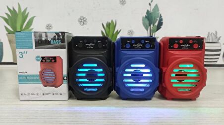 GTS-1348 Rgb Ledli Bluetooth Hoparlör Usb-Tf-Fm Radyo Siyah