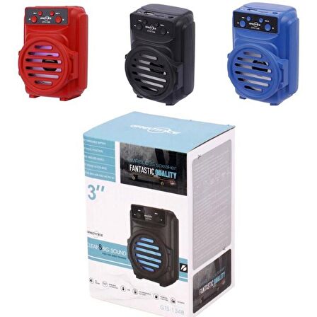 GTS-1348 Rgb Ledli Bluetooth Hoparlör Usb-Tf-Fm Radyo Siyah