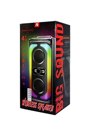 KTS-1812 Kablosuz Kumandalı Rgb Ledli Taşınabilir Bluetooth Hoparlör Usb-Tf-Fm Radyo Siyah