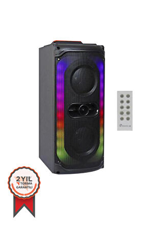 KTS-1812 Kablosuz Kumandalı Rgb Ledli Taşınabilir Bluetooth Hoparlör Usb-Tf-Fm Radyo Siyah