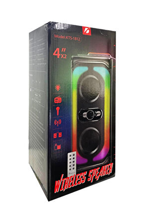 KTS-1812 Kablosuz Kumandalı Rgb Ledli Taşınabilir Bluetooth Hoparlör Usb-Tf-Fm Radyo Siyah