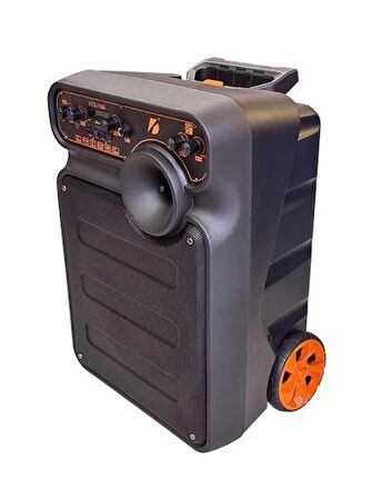 KTS-1590 Kablosuz Mikrofonlu Kumandalı Rgb Ledli Taşınabilir Tekerlekli Bluetooth Hoparlör