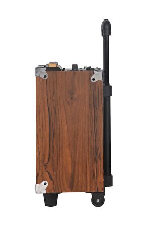 Torima B-Q8 Mikrofonlu Kumandalı Taşınabilir Tekerlekli Bluetooth Hoparlör Kahverengi
