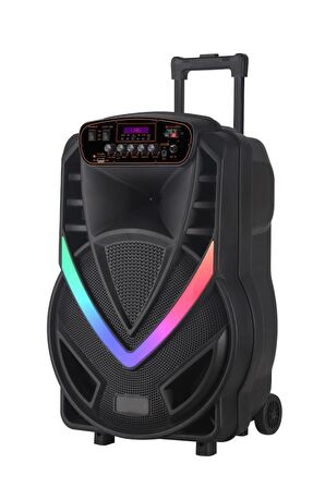 Torima NDR-V12 Mikrofonlu Kumandalı Rgb Ledli Taşınabilir Tekerlekli Bluetooth Hoparlör