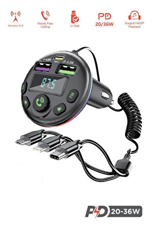G14 36W PD Şarj Özellikli Dijital Göstergeli Bluetooth Fm Transmitter