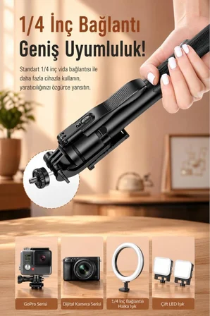Tripod Kumandalı 153CM Android Ios Go Pro Uyumlu Selfie Çubuğu L16 Pro