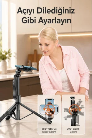 Tripod Kumandalı 153CM Android Ios Go Pro Uyumlu Selfie Çubuğu L16 Pro
