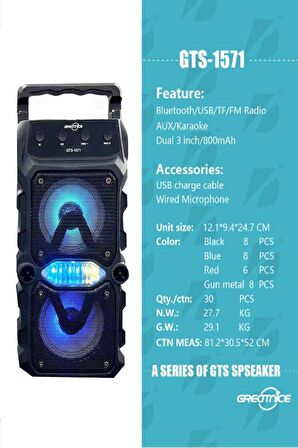 Torima GTS-1571 Siyah Mikrofonlu Bluetooth Hoparlör