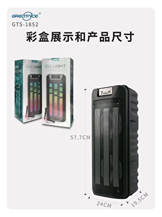 Torima GTS-1852 Taşınabilir Rgb Ledli Bluetooth Hoparlör Usb-Tf Siyah