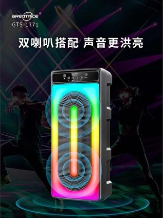 Torima GTS-1771 Taşınabilir Rgb Ledli Bluetooth Hoparlör Usb-Tf Siyah