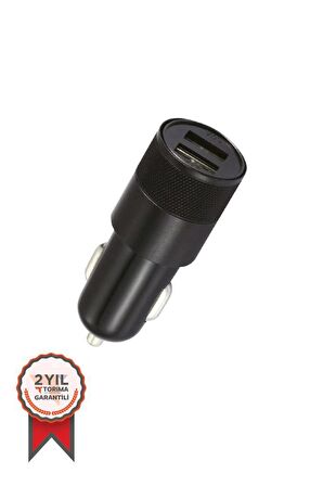 Torima C3 Siyah Tüm Araçlara Uyumlu Araba Çakmaklık Çift USB Girişli Oto Şarj Aleti Soketi