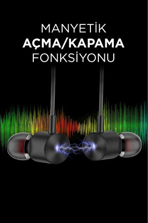 200 Saat Uzun Kullanım Süresi Sporcu Bluetooth Kulaklık Boyun Bantlı Ense Tipi Mıknatslı Uç Kablosuz 5.3