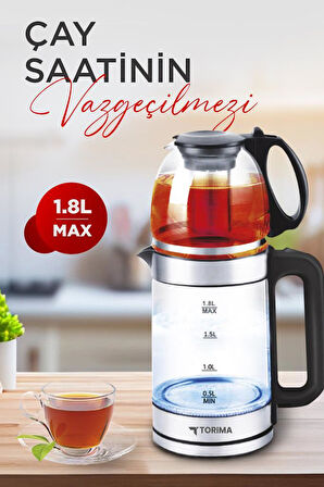 Torima TY-S888-049 Cam Çay Makinesi Kettle Ledli 1500W 1.8L Su Isıtıcı